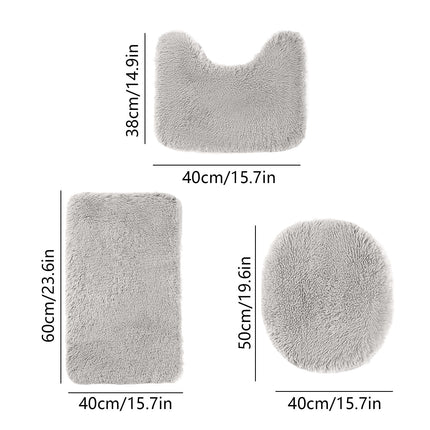 Under $5 Tyidzon Bathroom Rugs Solid Color Bath Mats 3 Set Bath Mats for bathroom Toilet Mats Universal Soft Comfortable Water Absorption Non-Slip Thick Machine Washable Easier to Dry Gray 1.