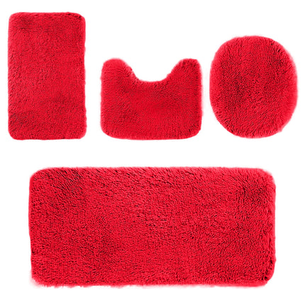 Under $5 Tyidzon Bathroom Rugs Solid Color Bath Mats 3 Set Bath Mats for bathroom Toilet Mats Universal Soft Comfortable Water Absorption Non-Slip Thick Machine Washable Easier to Dry Red 2.
