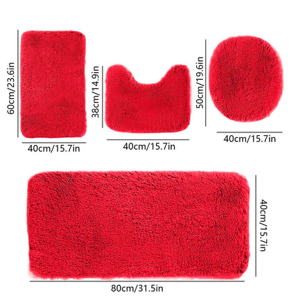 Under $5 Tyidzon Bathroom Rugs Solid Color Bath Mats 3 Set Bath Mats for bathroom Toilet Mats Universal Soft Comfortable Water Absorption Non-Slip Thick Machine Washable Easier to Dry Red 2.