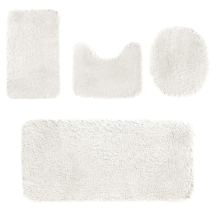 Under $5 Tyidzon Bathroom Rugs Solid Color Bath Mats 3 Set Bath Mats for bathroom Toilet Mats Universal Soft Comfortable Water Absorption Non-Slip Thick Machine Washable Easier to Dry White 2.