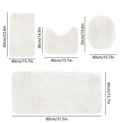 Under $5 Tyidzon Bathroom Rugs Solid Color Bath Mats 3 Set Bath Mats for bathroom Toilet Mats Universal Soft Comfortable Water Absorption Non-Slip Thick Machine Washable Easier to Dry White 2.