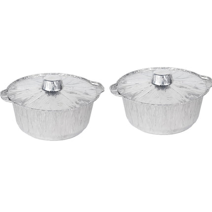 Under $1 Tyidzon Foil Pans Aluminum Round Foil Pan 2pcs Disposable Aluminum Pans with Lid 10*3.5Inch Baking Foil Pan Tinfoil Camping Pot for Prepping Food.