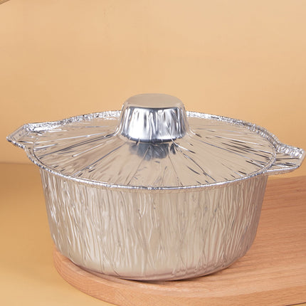Under $1 Tyidzon Foil Pans Aluminum Round Foil Pan 2pcs Disposable Aluminum Pans with Lid 10*3.5Inch Baking Foil Pan Tinfoil Camping Pot for Prepping Food.