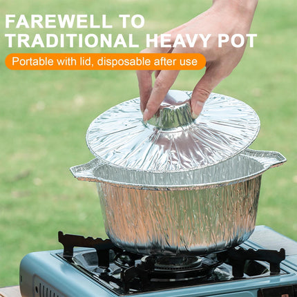 Under $1 Tyidzon Foil Pans Aluminum Round Foil Pan 2pcs Disposable Aluminum Pans with Lid 10*3.5Inch Baking Foil Pan Tinfoil Camping Pot for Prepping Food.