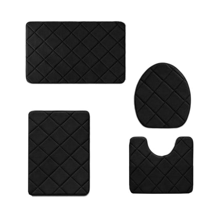 Clearance Tyidzon Bathroom Rugs 4 Piece Ultra Soft & Non-Slip Memory Foam Bath Mats for Bathroom, Absorbent Quick-Drying Bath Mats for Shower Bathroom Floor Rugs Black.