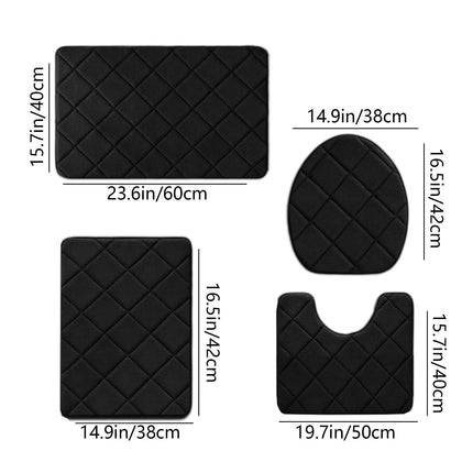 Clearance Tyidzon Bathroom Rugs 4 Piece Ultra Soft & Non-Slip Memory Foam Bath Mats for Bathroom, Absorbent Quick-Drying Bath Mats for Shower Bathroom Floor Rugs Black.