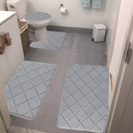 Clearance Tyidzon Bathroom Rugs 4 Piece Ultra Soft & Non-Slip Memory Foam Bath Mats for Bathroom, Absorbent Quick-Drying Bath Mats for Shower Bathroom Floor Rugs Gray.