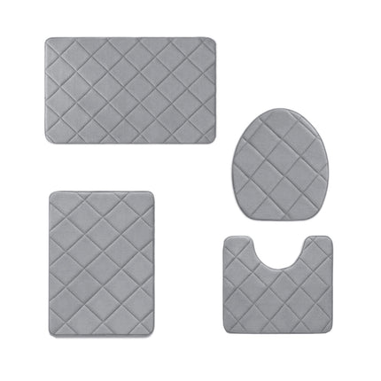 Clearance Tyidzon Bathroom Rugs 4 Piece Ultra Soft & Non-Slip Memory Foam Bath Mats for Bathroom, Absorbent Quick-Drying Bath Mats for Shower Bathroom Floor Rugs Gray.