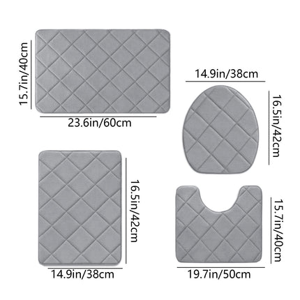Clearance Tyidzon Bathroom Rugs 4 Piece Ultra Soft & Non-Slip Memory Foam Bath Mats for Bathroom, Absorbent Quick-Drying Bath Mats for Shower Bathroom Floor Rugs Gray.