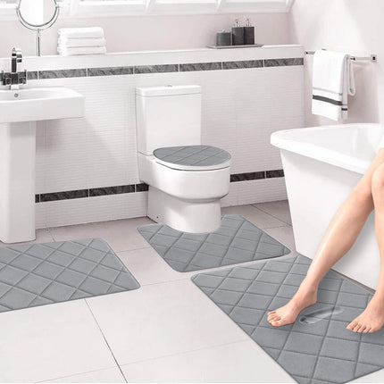 Clearance Tyidzon Bathroom Rugs 4 Piece Ultra Soft & Non-Slip Memory Foam Bath Mats for Bathroom, Absorbent Quick-Drying Bath Mats for Shower Bathroom Floor Rugs Gray.