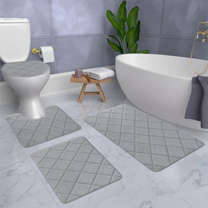 Clearance Tyidzon Bathroom Rugs 4 Piece Ultra Soft & Non-Slip Memory Foam Bath Mats for Bathroom, Absorbent Quick-Drying Bath Mats for Shower Bathroom Floor Rugs Gray.