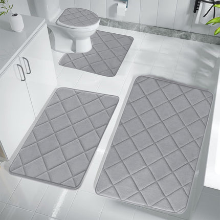 Clearance Tyidzon Bathroom Rugs 4 Piece Ultra Soft & Non-Slip Memory Foam Bath Mats for Bathroom, Absorbent Quick-Drying Bath Mats for Shower Bathroom Floor Rugs Gray.