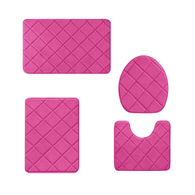 Clearance Tyidzon Bathroom Rugs 4 Piece Ultra Soft & Non-Slip Memory Foam Bath Mats for Bathroom, Absorbent Quick-Drying Bath Mats for Shower Bathroom Floor Rugs Pink.