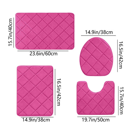 Clearance Tyidzon Bathroom Rugs 4 Piece Ultra Soft & Non-Slip Memory Foam Bath Mats for Bathroom, Absorbent Quick-Drying Bath Mats for Shower Bathroom Floor Rugs Pink.