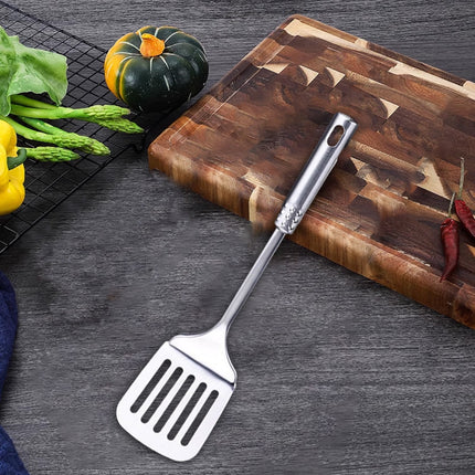 Tyidzon 13 Inch Stainless Steel Spatula Silver Slotted Metal Spatula Heavy Duty Sturdy Kitchen Spatula High Heat Resistant Fryer Barbecue Cookware Etc Kitchen Meat Spatula Silver.