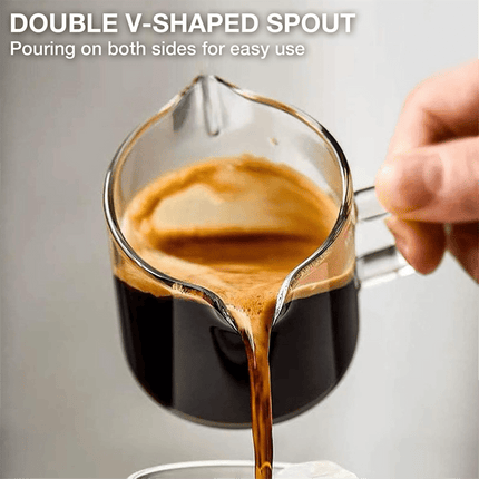 Espresso Cups Set of 2, 4 OZ Double Spouts Cups, Espresso Shot Glasses, Milk Cup with Handle, Clear Glass, Espresso By PULMCheerger 1 Set transparent color.
