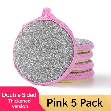 Under $1 Tyidzon Sponges Kitchen Multi-Purpose,5Pc Non-Scratch Sponges for Cleaning, Along with Heavy Duty Scrubbing Power - Reusable Double-Sided Dish Sponge for Dishes, Pots and Pans Pink.