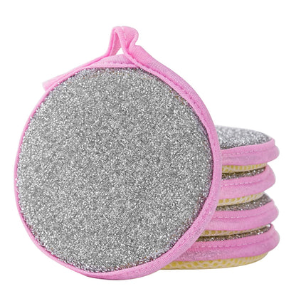 Under $1 Tyidzon Sponges Kitchen Multi-Purpose,5Pc Non-Scratch Sponges for Cleaning, Along with Heavy Duty Scrubbing Power - Reusable Double-Sided Dish Sponge for Dishes, Pots and Pans Pink.
