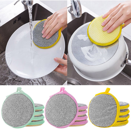 Under $1 Tyidzon Sponges Kitchen Multi-Purpose,5Pc Non-Scratch Sponges for Cleaning, Along with Heavy Duty Scrubbing Power - Reusable Double-Sided Dish Sponge for Dishes, Pots and Pans Pink.