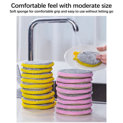 Under $1 Tyidzon Sponges Kitchen Multi-Purpose,5Pc Non-Scratch Sponges for Cleaning, Along with Heavy Duty Scrubbing Power - Reusable Double-Sided Dish Sponge for Dishes, Pots and Pans Pink.