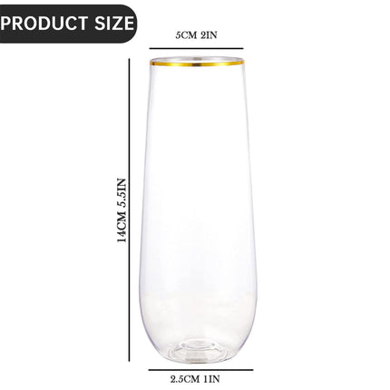 JWDX Glass and Bottle Clearance, Disposable Water Glass Champagne Glass Hot Gold Glass Plastic Cup Glass Drink Shatterproof Suitable for Parties Wedding Birthdays As shown.