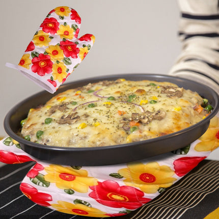 Oven Mitts Clearance! JWDX Baking Oven Gloves Sunflower on White Background, Oven Oven Heat Oven Glove Polyester Floral Printed Pot Holder Microwave Glove Thickened Microwave Bakeware D.