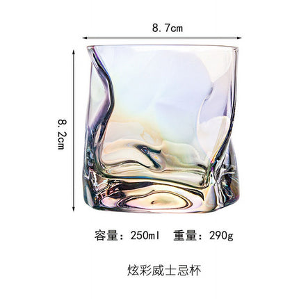 JWDX Glass and Bottle Clearance, Special Shaped Glass Whisky Glass Wind Design Irregular Cup Frosted Cup. As shown.
