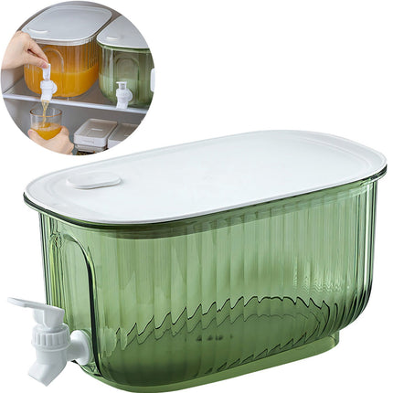 JWDX Glass and Bottle Clearance, Refrigerator Specific Cold Water Jug with Faucet Household Large Capacity Fruit Juice Cold Drink Barrel Lemon Fruit Tea Beverage Barrel Cold Water Jug. Green.