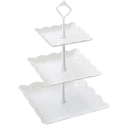 JWDX Cake Stand Clearance! Three-Tier Cake Stand, Three-Tier Fruit Plate, Afternoon Tea Plate H, Cake Stand Fruit Dried Stand Dessert Stand Dessert Fruit Stand Set Plastic Housekeeping & Organizers Z1-White.