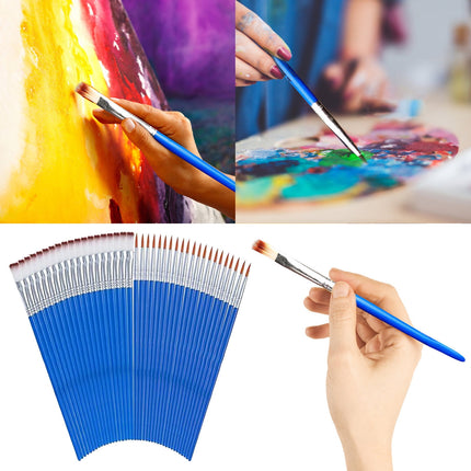 JWDX Brushes Clearance, Paint Brushes, Painting Pen, Art Tools, Brush Set, Round Tip Brushes Nylon Brushes Artist Wood Brushes for Oil Watercolor Face Nail Arts Miniature and Rock Painting Z6-Blue.