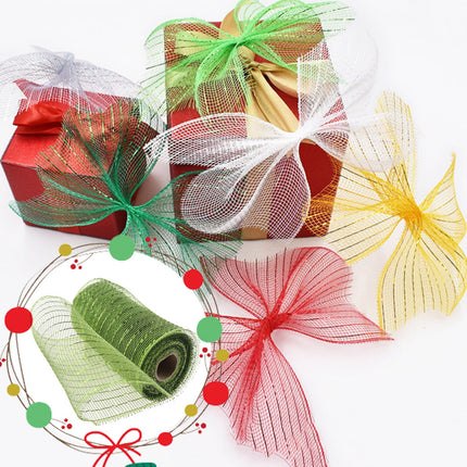 JWDX Gift Yarn Clearance, Packaging Ribbon, Poly Mesh Ribbon with Metallic Foil Each Roll for Wreaths Swags Bows Wrapping and Decorating G.