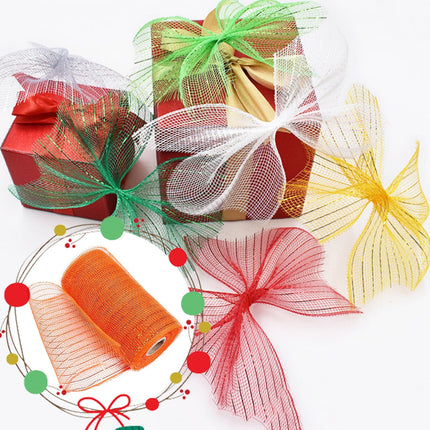 JWDX Gift Yarn Clearance, Packaging Ribbon, Poly Mesh Ribbon with Metallic Foil Each Roll for Wreaths Swags Bows Wrapping and Decorating N.