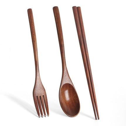 Japanese Natural Chopsticks Wooden Spoon Fork Cutlery Style Set BEST E2B9.