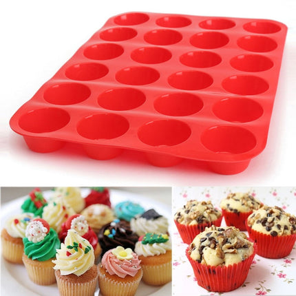 aoksee Kitchen Utensils 24 Cavity Mini Muffin Silicone Soap Cookies Cupcake Bakeware Pan Tray Mould Gift on Clearance.