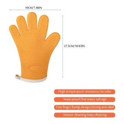 JWDX Silicone Smoker Oven Gloves -Extreme Heat Resistant Bbq Gloves -Handle Hot Food Right on Your Grill Fryer Pit|Waterproof Oven Mitts Z3-Yellow.