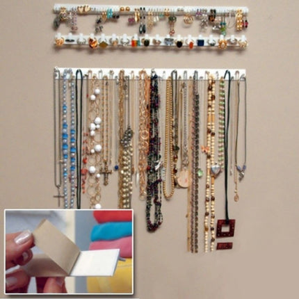 Adhesive Curtain Rod Hooks 9 in 1 Adhesive Paste Wall Hanging Storage Hooks Jewelry Display Organizer Necklace Hanger Newyear Arrival! White.