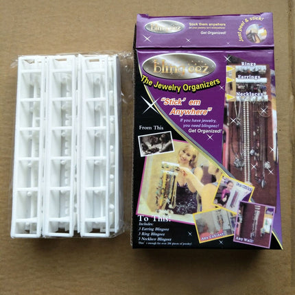 Adhesive Curtain Rod Hooks 9 in 1 Adhesive Paste Wall Hanging Storage Hooks Jewelry Display Organizer Necklace Hanger Newyear Arrival! White.