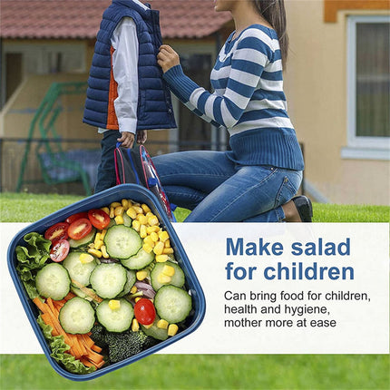 JWDX Food Storage, Light Meal Salad Box Japanese Style Double Layer Compartment Lunch Box, Kitchen Supplies Clearance, 1Pc Portable Box and Salad Bowl Combo Keep Your Food Fresh and Organized Blue.