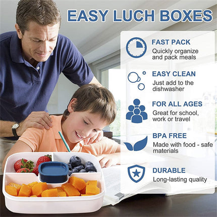 JWDX Food Storage, Light Meal Salad Box Japanese Style Double Layer Compartment Lunch Box, Kitchen Supplies Clearance, 1Pc Portable Box and Salad Bowl Combo Keep Your Food Fresh and Organized Blue.