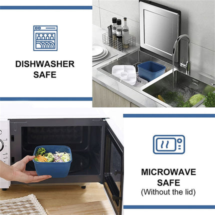 JWDX Food Storage, Light Meal Salad Box Japanese Style Double Layer Compartment Lunch Box, Kitchen Supplies Clearance, 1Pc Portable Box and Salad Bowl Combo Keep Your Food Fresh and Organized Blue.