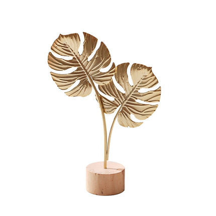 Leaf Decor Metal Golden Leaf Ornaments and Base Modern Simple Gold Leaf Table Sculpture for Living Room Bedroom Bookshelf Desktop Decoratio, Valentines Day Decorations: Desktop Ornament Gold3.