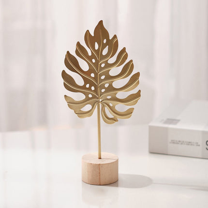 Leaf Decor Metal Golden Leaf Ornaments and Base Modern Simple Gold Leaf Table Sculpture for Living Room Bedroom Bookshelf Desktop Decoratio, Valentines Day Decorations: Desktop Ornament Gold4.