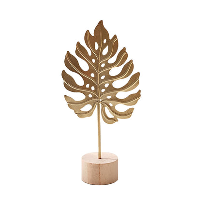 Leaf Decor Metal Golden Leaf Ornaments and Base Modern Simple Gold Leaf Table Sculpture for Living Room Bedroom Bookshelf Desktop Decoratio, Valentines Day Decorations: Desktop Ornament Gold4.