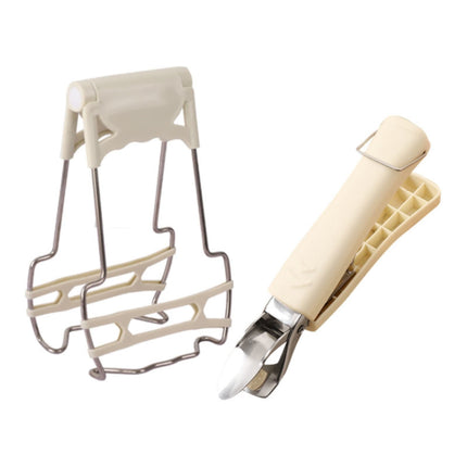 JWDX Food Clips Clearance, Stainless Steel Anti Hot Bowl Dish Plate Clip Clamp Holder for Moving Hot Plate Or Bowls with Food Out From Microwave Oven Kitchen Tool Tongs for Cooking Beige.