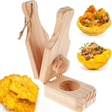 JWDX Bakeware Clearance, Wooden with Handle 2 in 1 Portable Wooden Banana Maker Wood Latin Cooking Utensil for Making Stuffed Gold.
