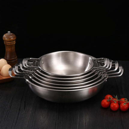 JWDX Stainless Steel Instant Noodle Pot Clearance, 7.1" Korean Ramen Noodle Pot with Handles Stainless Everyday Pan Golden Korean Cooking Pot for Soup Noodle Pasta Home and Outdoor Dishwasher SLB.
