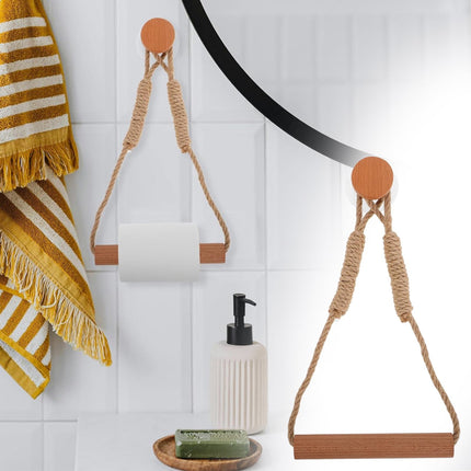 JWDX Rack Clearance, Unique Boho Toilet Paper Holder Hanging Tissue Holder for Bathroom Decorative Wood Paper Towel Rack Saving Over The Door Design Stylish Towel Holder for Bathroom As shown.
