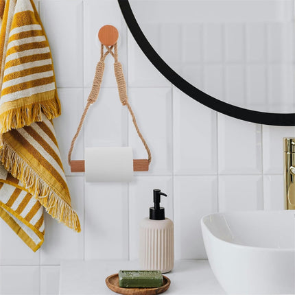 JWDX Rack Clearance, Unique Boho Toilet Paper Holder Hanging Tissue Holder for Bathroom Decorative Wood Paper Towel Rack Saving Over The Door Design Stylish Towel Holder for Bathroom As shown.