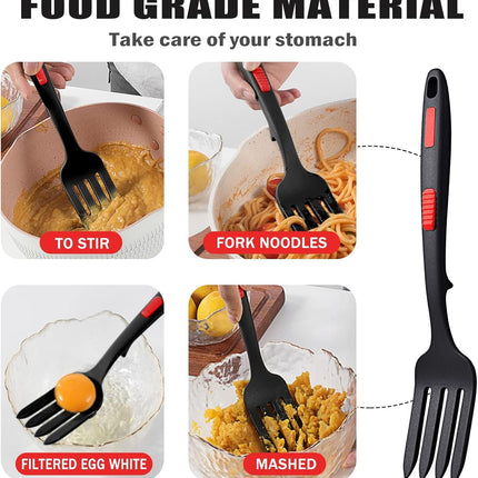JWDX Cooking Utensils Clearance, 2Pcs Silicone Flexible Fork Heat Cooking Fork Tools Dishwasher Kitchen Fork Kitchen Non Stick Fork for Bake and Stir Mix Ingredients Whisk Eggs As shown.