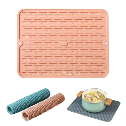JWDX Placemat Clearance, Silicone Dish Drying Mat 2025 New Kitchen Sink Silicone Draining Mat Fast Drying Stone Sink Tray Heat Silicone Mat Easy Clean Raised Edge Holds Water A.